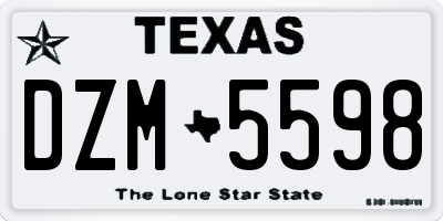 TX license plate DZM5598