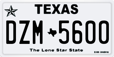 TX license plate DZM5600