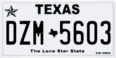 TX license plate DZM5603