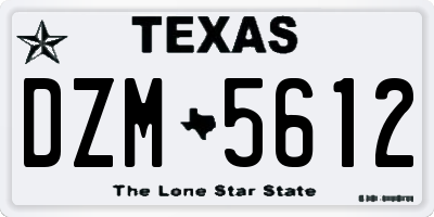 TX license plate DZM5612