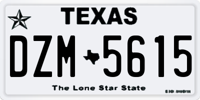 TX license plate DZM5615