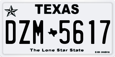 TX license plate DZM5617