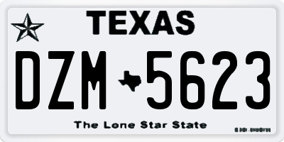 TX license plate DZM5623