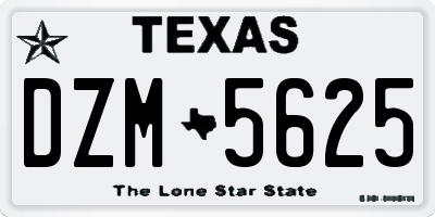 TX license plate DZM5625