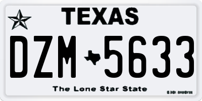 TX license plate DZM5633