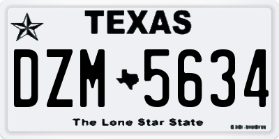 TX license plate DZM5634