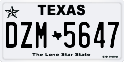 TX license plate DZM5647