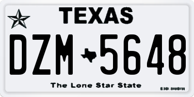 TX license plate DZM5648