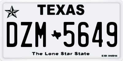TX license plate DZM5649