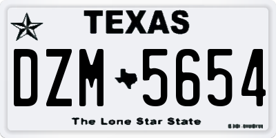 TX license plate DZM5654