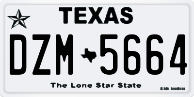 TX license plate DZM5664