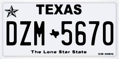 TX license plate DZM5670