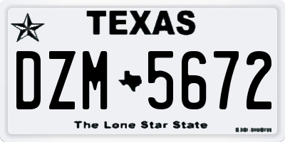TX license plate DZM5672