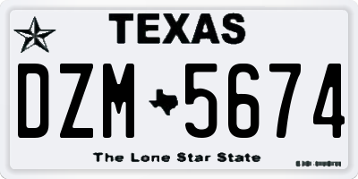 TX license plate DZM5674