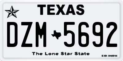 TX license plate DZM5692