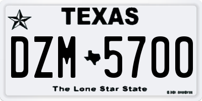 TX license plate DZM5700