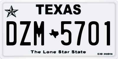 TX license plate DZM5701