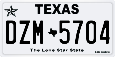 TX license plate DZM5704