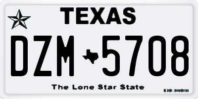 TX license plate DZM5708