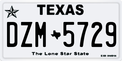 TX license plate DZM5729