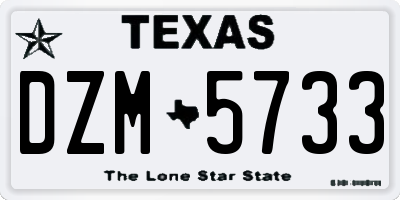 TX license plate DZM5733