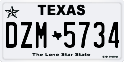 TX license plate DZM5734