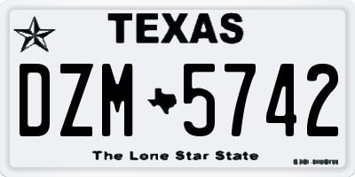 TX license plate DZM5742