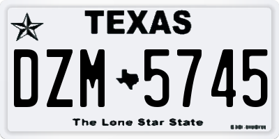 TX license plate DZM5745