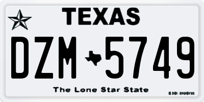 TX license plate DZM5749
