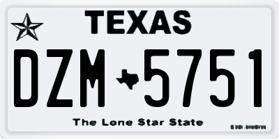 TX license plate DZM5751