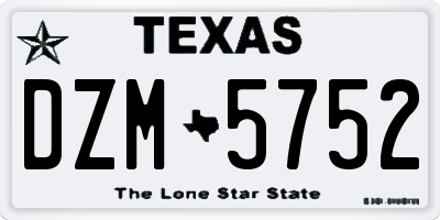 TX license plate DZM5752