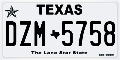TX license plate DZM5758