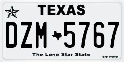 TX license plate DZM5767