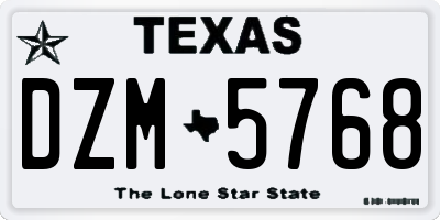 TX license plate DZM5768