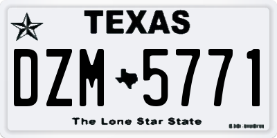 TX license plate DZM5771