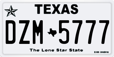 TX license plate DZM5777
