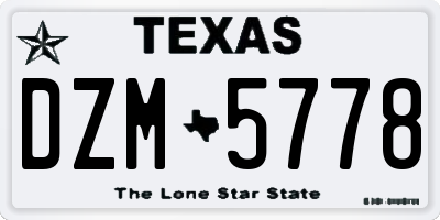 TX license plate DZM5778