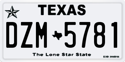 TX license plate DZM5781