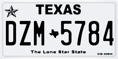 TX license plate DZM5784
