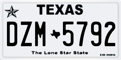TX license plate DZM5792