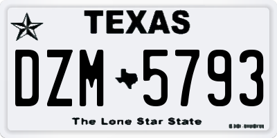 TX license plate DZM5793