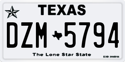 TX license plate DZM5794