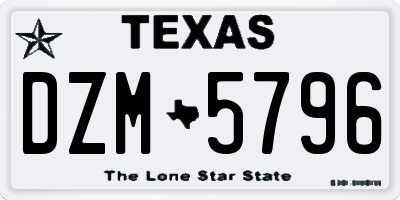 TX license plate DZM5796