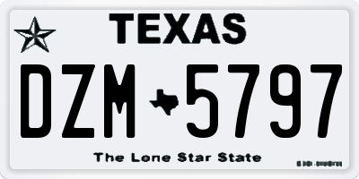 TX license plate DZM5797