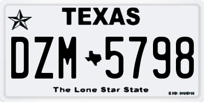 TX license plate DZM5798