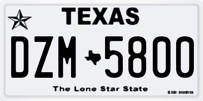 TX license plate DZM5800