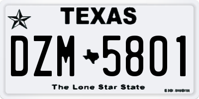 TX license plate DZM5801