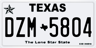 TX license plate DZM5804