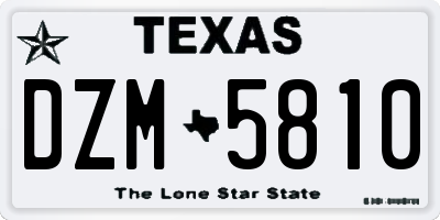 TX license plate DZM5810