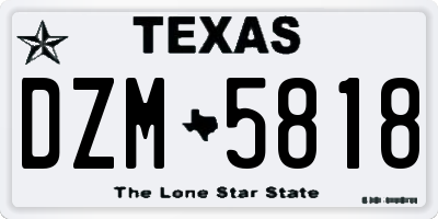 TX license plate DZM5818